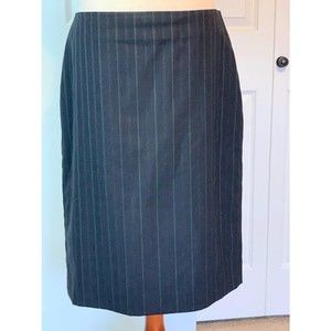 Jones New York Pencil Midi Stretch Striped Lined Black Skirt Size 10